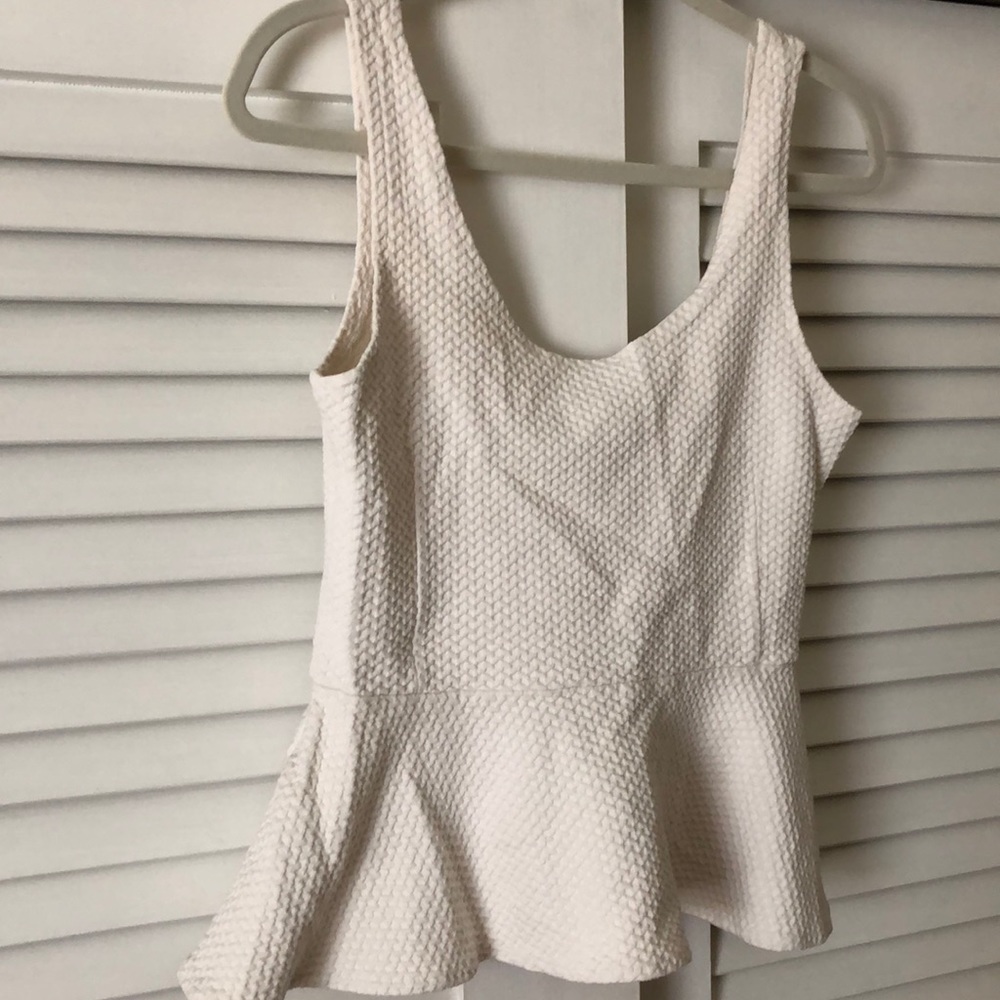 Anthropologie Cream Peplum Top